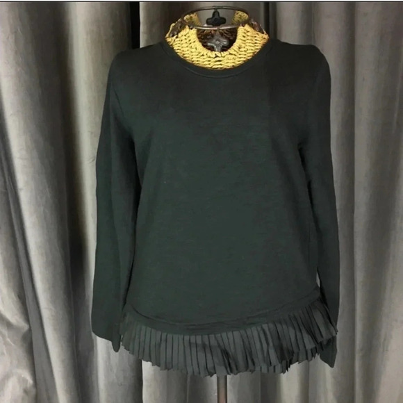 New J. Crew ruffle Hem sweatshirt long sleeve e0102 pleated layered size XXS - Picture 5 of 7